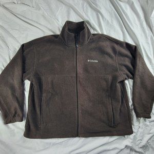 Columbia Mens 2XL Brown Fleece Full Zip Sweater Long Sleeve Warm Winter Casual